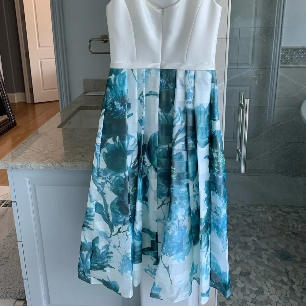 THEIA  Floral-print Silk Tea-length Dress